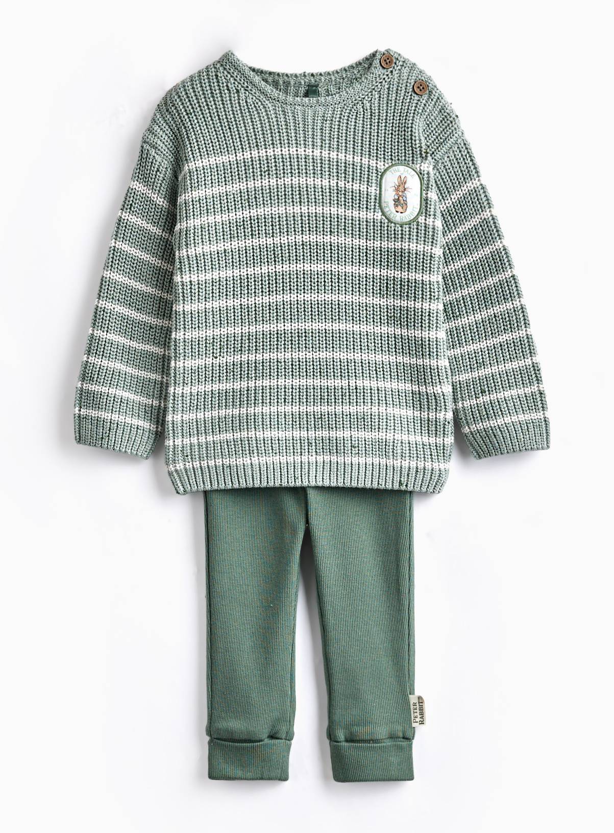 Green Peter Rabbit Knitted Jumper & Legging Set 2-3 years - Image 1